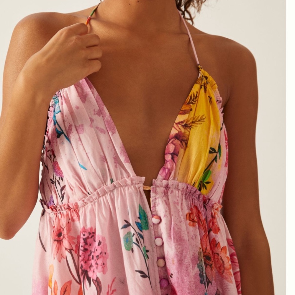 Anthropologie Pink Floral Maxi Dress - Picture 5 of 16